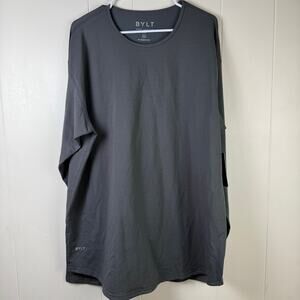 BYLT Drop Cut L/S Shirt Men 2XL‎ XXL Gray Cotton Crew Neck Performance Stretch.